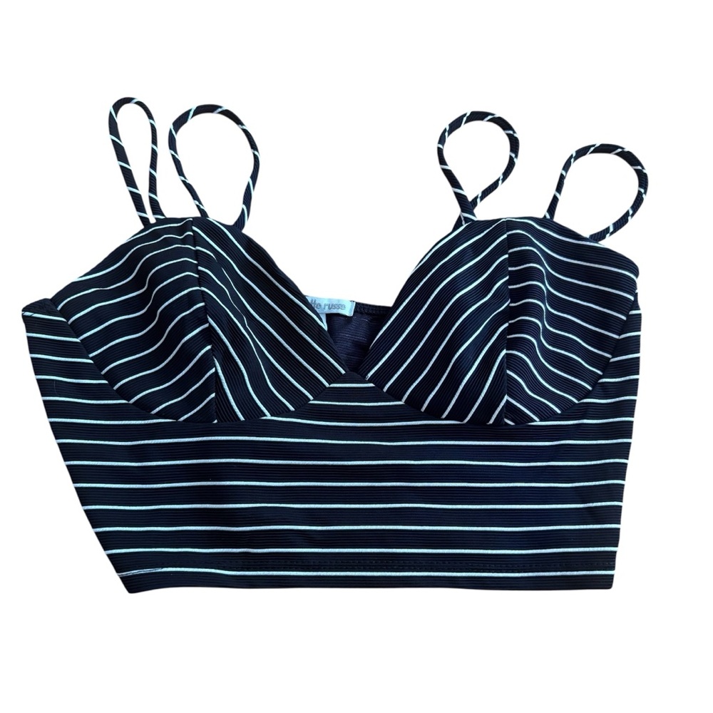 Charlotte Russe Crop Top Black and White Striped 
Size Small